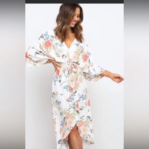 Petal & Pup Floral Midi Dress - White and Pink